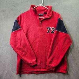 Vintage Faded Glory Sweater Mens Medium Red 1/4 Zip Up Long Sleeve Pullover